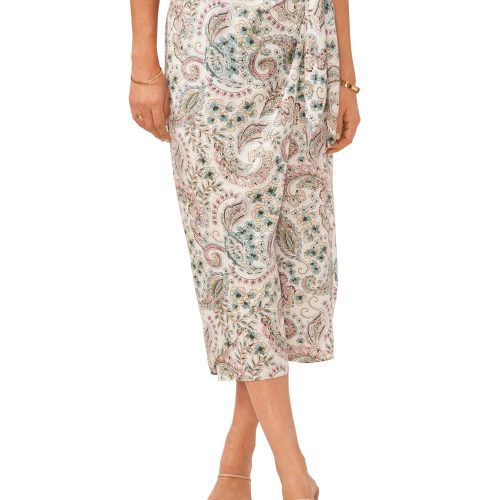 Paisley Print Faux Wrap Skirt - Vince Camuto