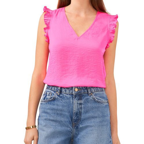 V-Neck Pleated Cap Sleeve Blouse - Vince Camuto