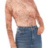 Leopard Print Shirred Long Sleeve Top - Vince Camuto