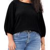 Plus-Size Textured Puff Sleeve Top - Vince Camuto