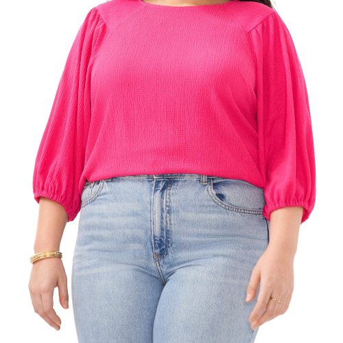 Plus-Size Textured Puff Sleeve Top - Vince Camuto