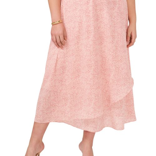 Plus-Size Swirling-Dot-Print Crossover Midi Skirt - Vince Camuto