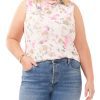 Plus-Size Petal Print Mesh High Neck Tank Top - Vince Camuto