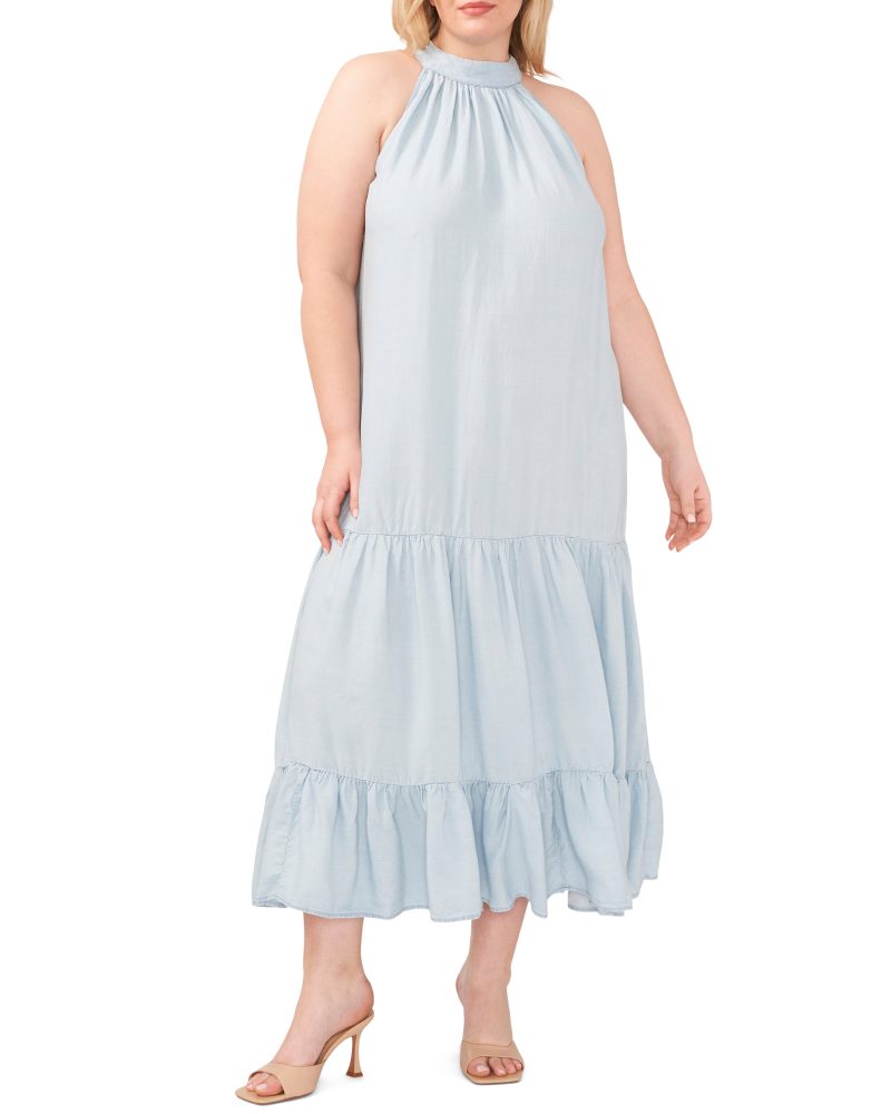 Plus-Size Tiered Halter Maxi Dress - Vince Camuto