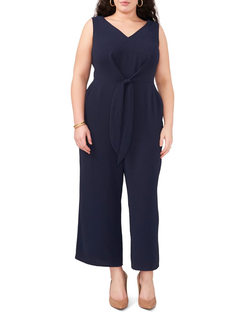 Plus-Size V-Neck Jumpsuit With Front Tie - Vince Camuto