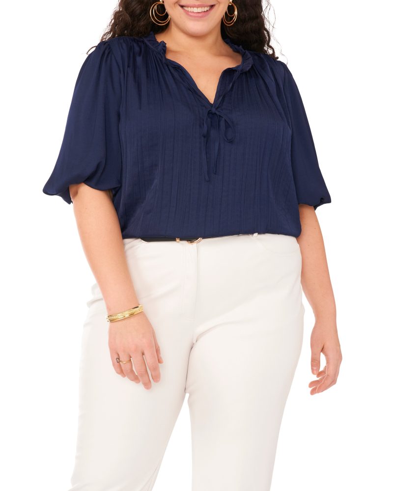 Pleated Pull Sleeve Blouse - Vince Camuto