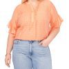 Plus-Size Pintuck Pleated Flutter Sleeve Blouse - Vince Camuto