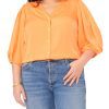 Plus-Size Button Down Balloon Sleeve Blouse - Vince Camuto