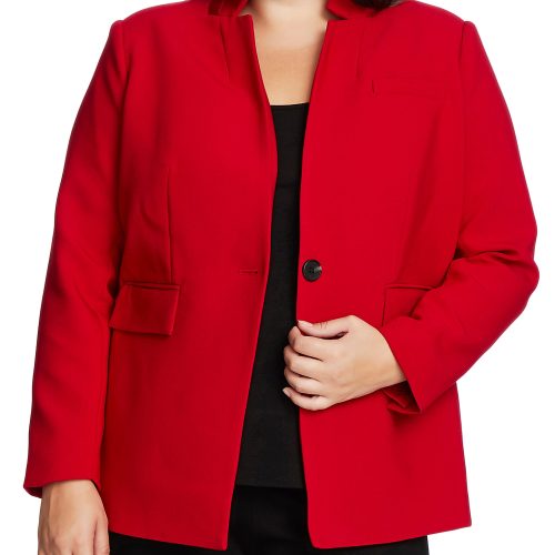 Plus-Size One-Button Stand-Collar Blazer - Vince Camuto