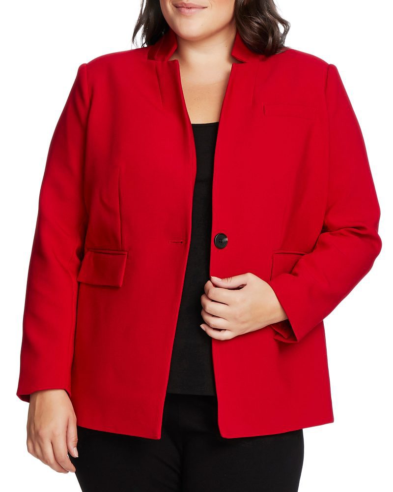 Plus-Size One-Button Stand-Collar Blazer - Vince Camuto