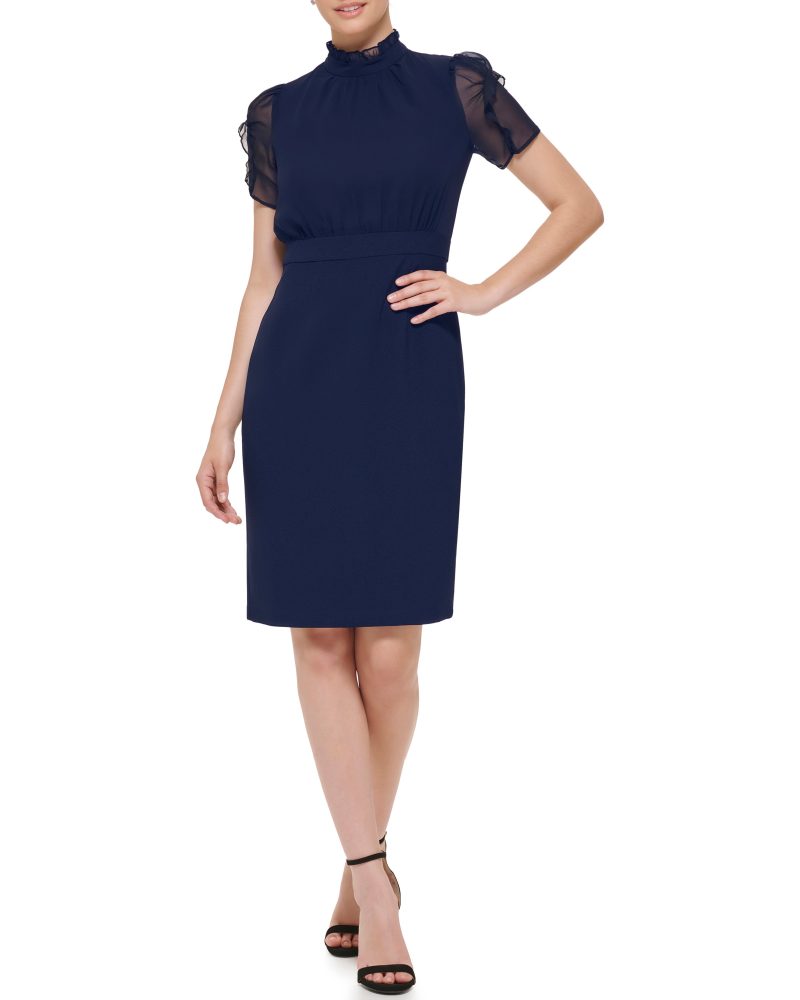 Chiffon Stand-Collar Dress - Vince Camuto