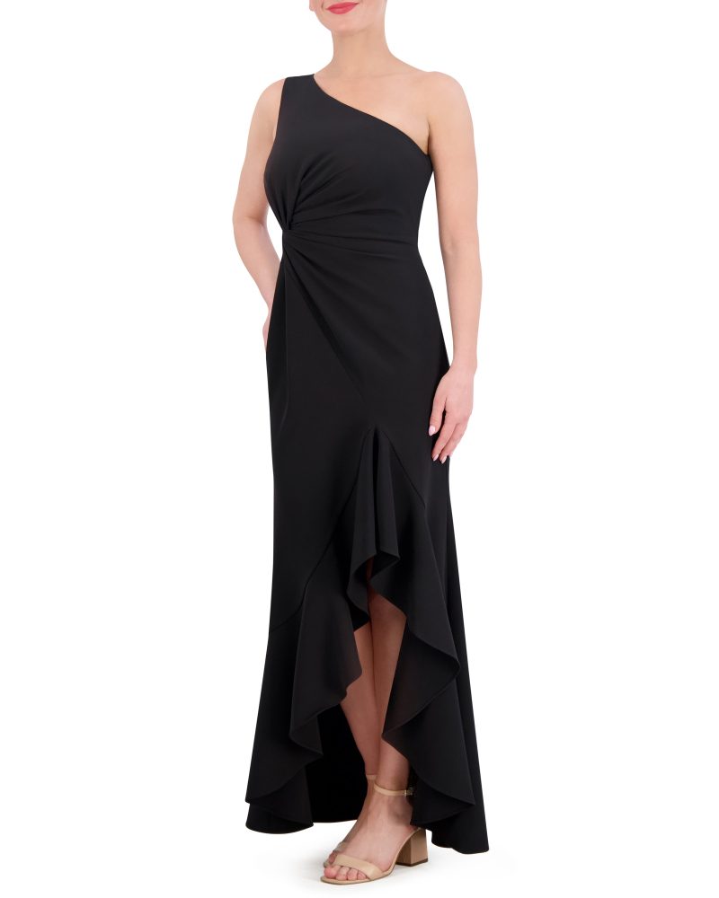 Ruffled One-Shoulder Twist-Front Gown - Vince Camuto