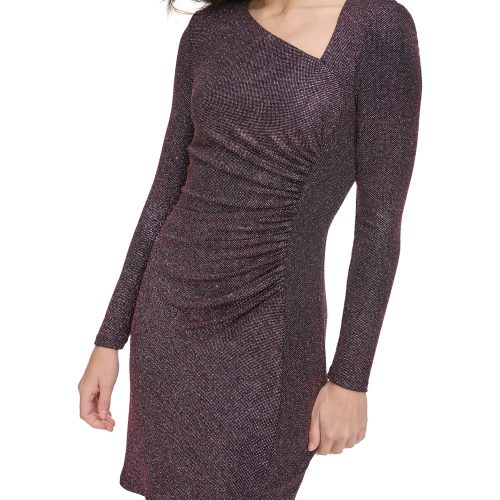 Ruched Asymmetric-Neckline Dress - Vince Camuto