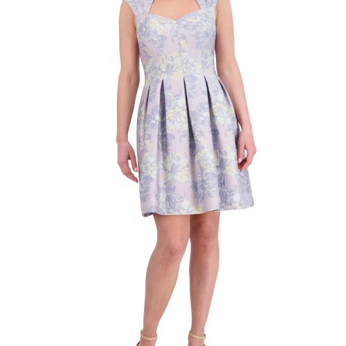 Jacquard Pleated Fit-And-Flare Dress - Vince Camuto