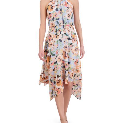 Floral-Print Asymmetric-Hem Dress - Vince Camuto