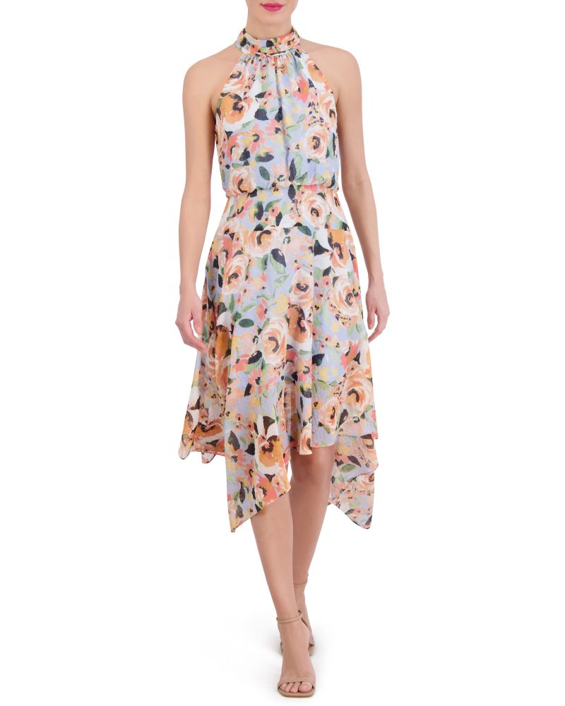 Floral-Print Asymmetric-Hem Dress - Vince Camuto