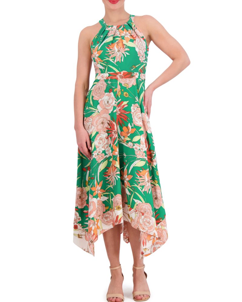 Floral-Print Handkerchief-Hem Dress - Vince Camuto