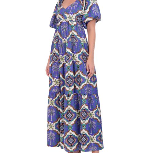 Geo-Print Open-Back Maxi Dress - Vince Camuto