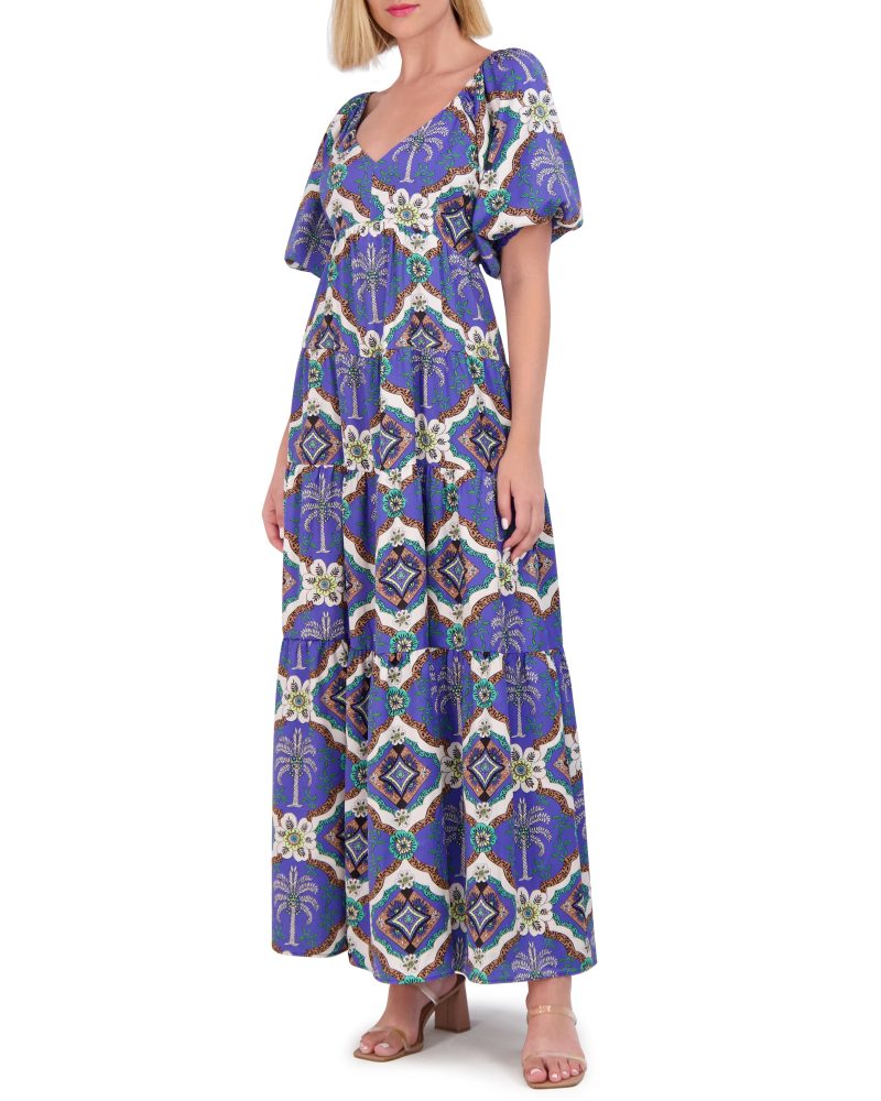 Geo-Print Open-Back Maxi Dress - Vince Camuto