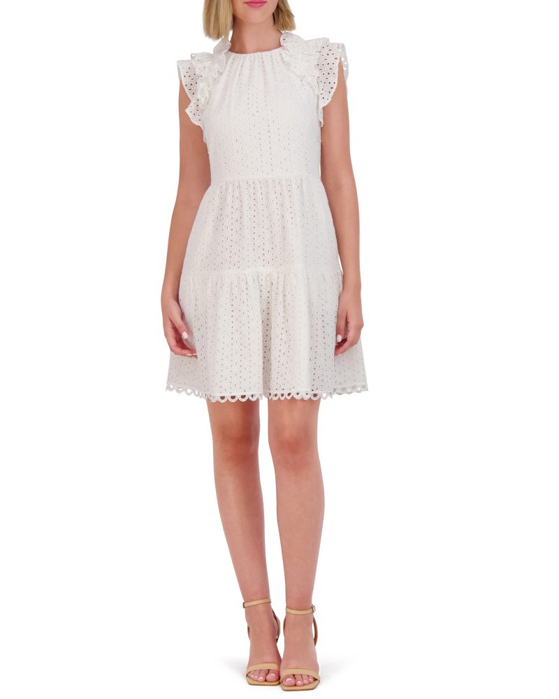 Eyelet Ruffled Tiered Dress - Vince Camuto